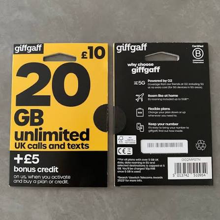 Giffgaff UK Sim For TikTok Live, Otps and Monetization